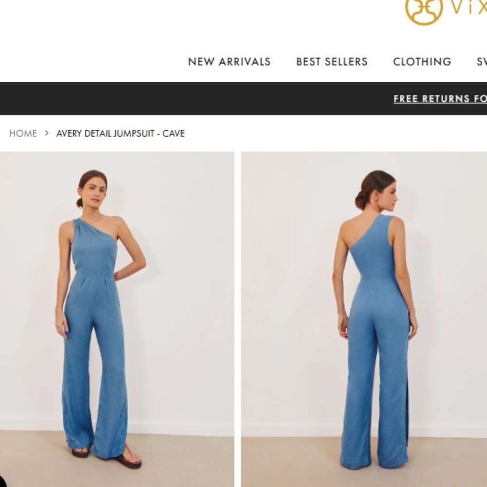 NWT ViX One Shoulder Avery Blue Jumpsuit - Size Small